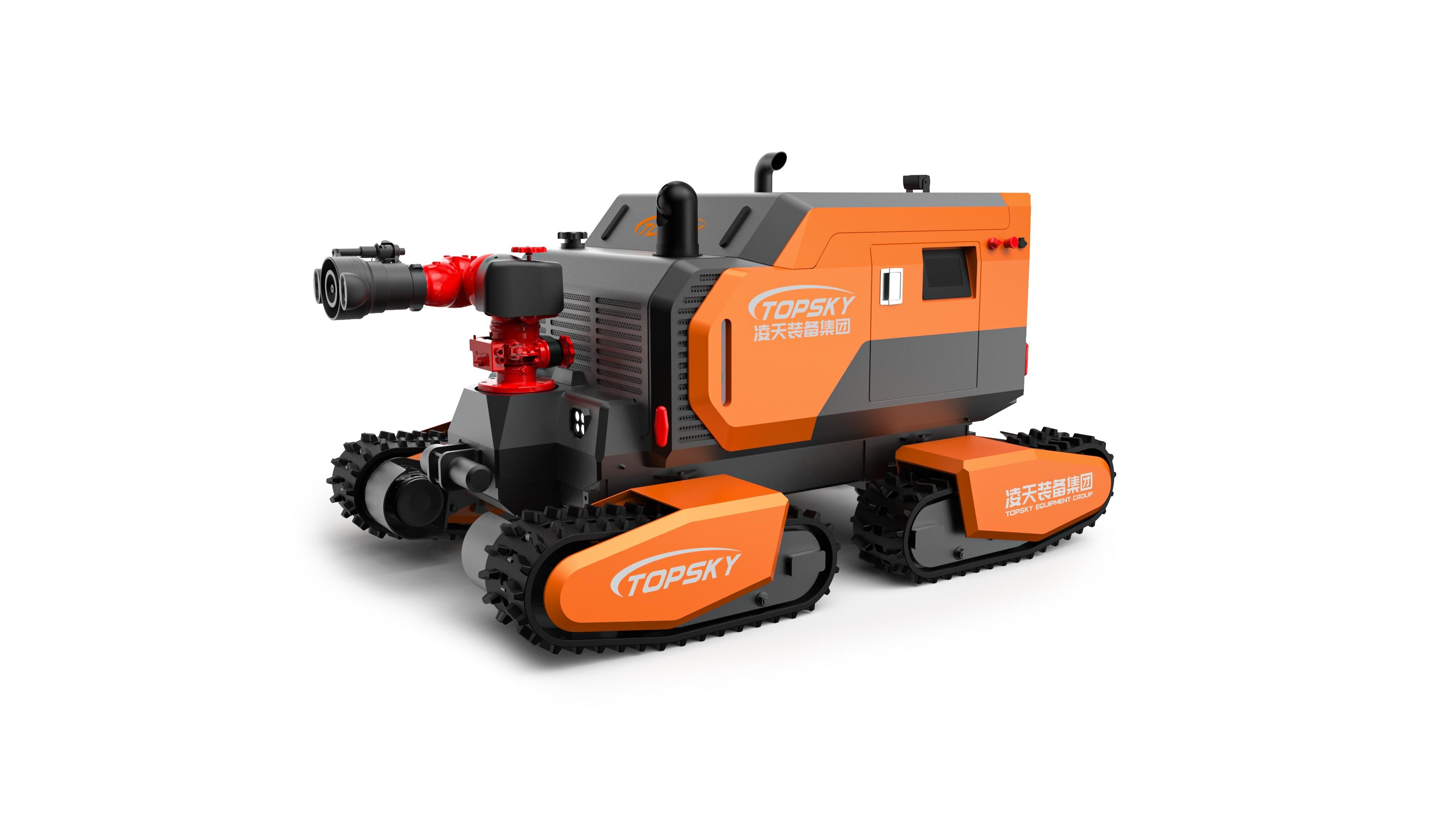 全地形消防滅火機器人 （第2代，四履帶，油動液壓、150進口消防水炮）